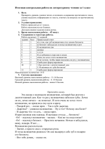 Контрольная по чтению 1 класс: Сказка о великанчике