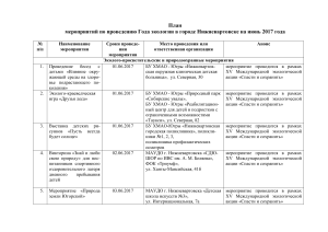 План мероприятий Года экологии в Нижневартовске, июнь 2017