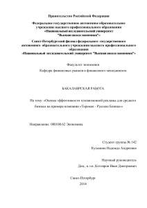 Оценка эффективности ТВ рекламы для среднего бизнеса