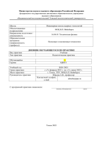 Дневник педагогической практики по технической физике