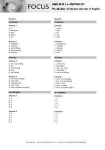 Ответы к тесту по английскому языку Focus 3 (B1/B1+)