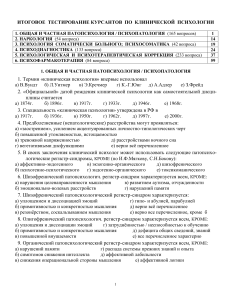 Итоговый тест по клинической психологии