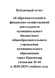 Отчет гимназии №44 Краснодар 2018-2019
