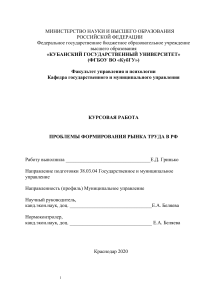 Рынок труда в РФ: проблемы формирования