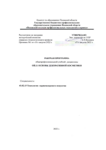 Основы декоративной косметики: рабочая программа