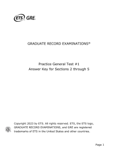 GRE Practice Test #1 Answer Key (Sections 2-5)