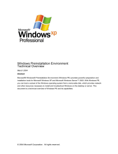 Windows PE Technical Overview - Deployment & Troubleshooting