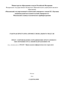 Рабочая программа: Сопровождение ПО