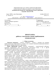 Программа работы с молодыми специалистами в школе