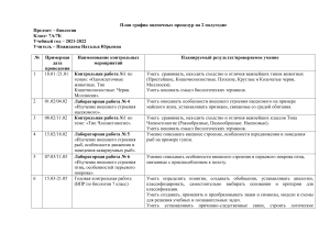 Биология 7 класс: План-график оценочных процедур