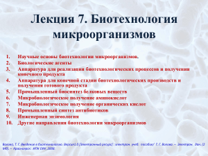 Биотехнология микроорганизмов: Лекция