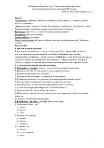 Обобщающий урок по биологии 6 класс: Органы растений и животных