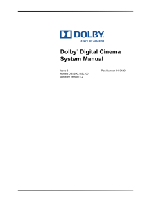 Dolby Digital Cinema System Manual DSS200, DSL100