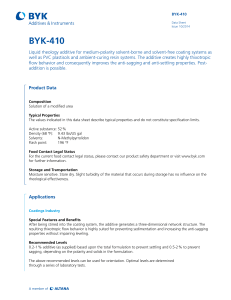 BYK-410 Реологическая добавка. Информационный листок