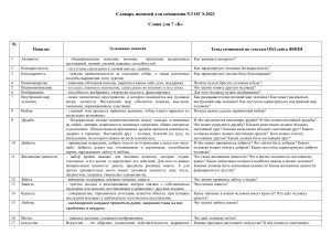 Словарь понятий ОГЭ 9.3: Авторитет, Дружба, Доброта