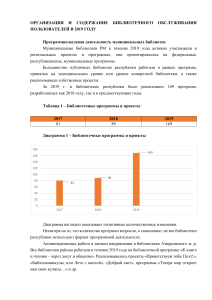 Библиотечное обслуживание: программы и проекты 2019
