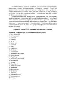 Профессиограмма: Методические указания для студентов