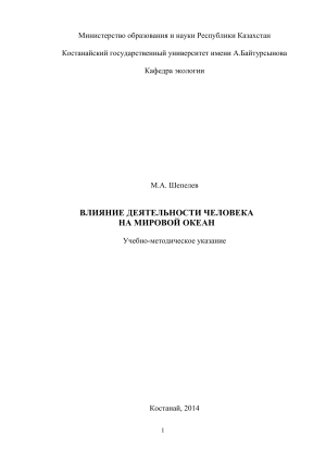 Влияние деятельности человека на Мировой океан