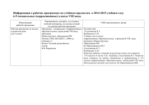 Рабочие программы 6-9 классы VIII вида