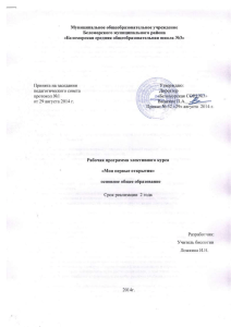 Рабочая программа элективного курса "Мои первые открытия"