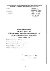 Рабочая программа средней группы детского сада
