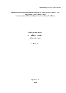 Рабочая программа по русскому языку 5-9 класс