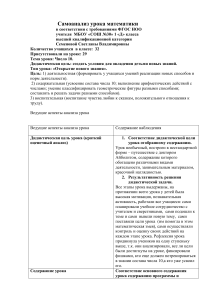 Самоанализ урока математики 1 класс ФГОС