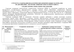 Экология: Структура ПИМ для СПО