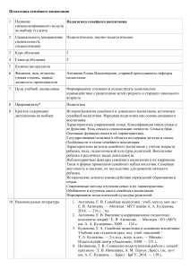 Педагогика семейного воспитания: Учебно-методический материал