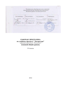 Рабочая программа по литературе 5-9 классы