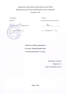 Окружающий мир 1 класс: Рабочая программа
