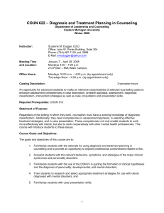COUN 622 Syllabus: Diagnosis & Treatment Planning