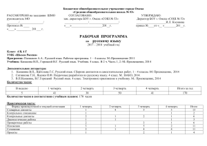Рабочая программа по русскому языку, 4 класс
