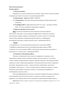 Критическое мышление на уроках литературы: пед. проект