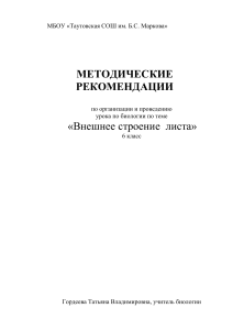 Методические рекомендации: Внешнее строение листа, 6 класс