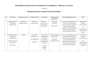 Музыка 4 класс: Календарно-тематическое планирование
