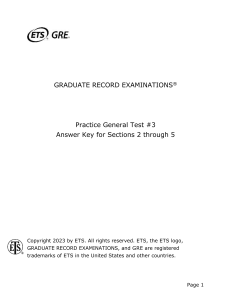 GRE Practice Test #3 Answer Key: Sections 2-5