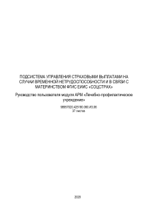 АРМ ЛПУ: Руководство пользователя по страховым выплатам