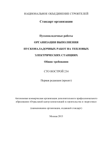 Пусконаладочные работы на ТЭС: Стандарт организации