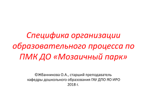 ПМК ДО «Мозаичный парк»: специфика организации процесса