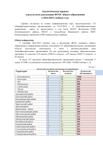 Анализ реализации ФГОС в школах Амурской области 2014-2015