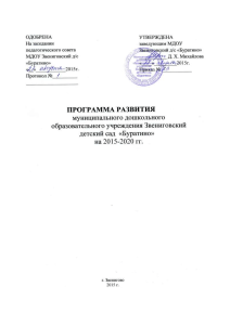 Программа развития детского сада «Буратино» 2015-2020