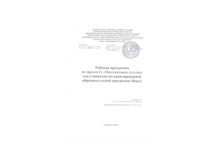 Рабочая программа по математике, 6 класс