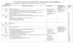 Тематический план «Профессии» для 1 младшей группы