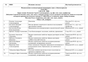 Тезисы докладов по физикохимии и химии окружающей среды