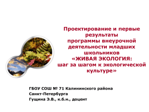 Экологическое образование младших школьников: программа внеурочной деятельности