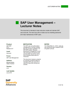 SAP User Management: Lecturer Notes for Instructors