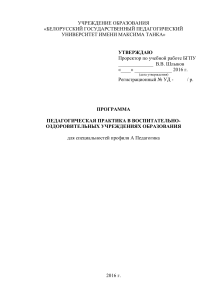 Программа педагогической практики в летнем лагере