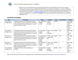 HISD Spring 2013 Secondary Training Opportunities
