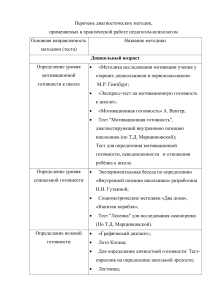 Диагностические методики педагога-психолога